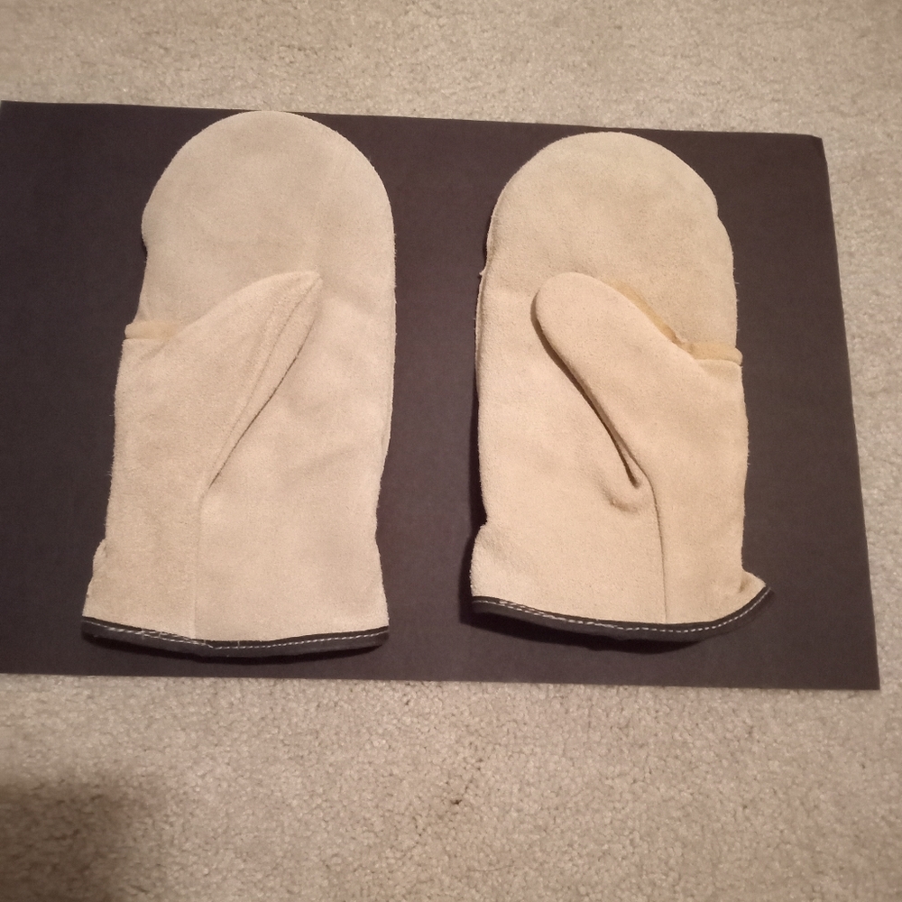 Leather Plush lined mittens